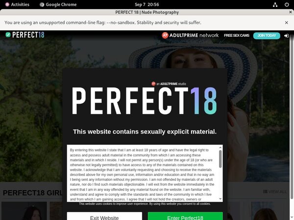 Perfect18 Signup Page